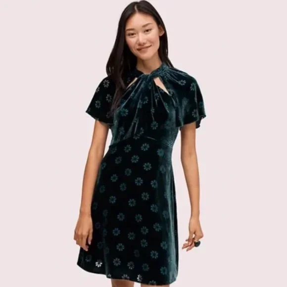 kate spade | Dresses | Kate Spade Emerald Green Clover Velvet Dress Size 4  | Poshmark